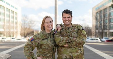 Australian Army public affairs officers, and married couple, Captains Karyn and Dan Mazurek in Canberra. Story by Captain Annie Richardson. Photo by Jay Cronan.
