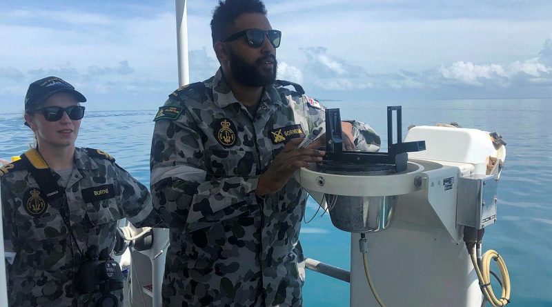 Leading Seaman Benyam Gormiesa conducts ship-handling exercises under the watch of Lieutenant Mollie Burns in ADV Cape Inscription. Story by Lieutenant Commander Jessica O’Brien.