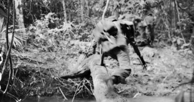 One of thousands of photos taken by Billy Cunneen in Vietnam – a 6RAR soldier dives for cover as firing breaks out during Operation Ingham.