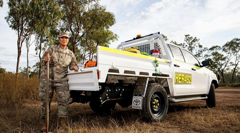 United States Army technical engineer Staff Sergeant Amelia Ramirez in the Townsville Field Training Area. Story by Flight Lieutenant Chloe Stevenson. Photo : Leading Aircraftwoman Emma Schwenke.