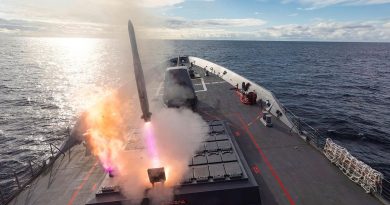 HMAS Brisbane launches its Evolved Sea Sparrow Missile during Exercise Pacific Vanguard. Story by Lieutenant Geoff Long. Photo by Leading Seaman Daniel Goodman.