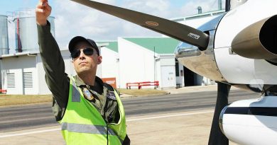 No. 32 Squadron pilot and Detachment Commander Flight Lieutenant Murray Turland performs pre-flight checks on a King Air before a flight in support of Exercise Talisman Sabre. Story by Flight Lieutenant Julia Ravell.