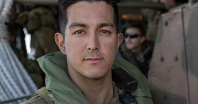 Private Louii Hornibrook, from the 3rd Battalion, Royal Australian Regiment, on board a landing craft during Exercise Talisman Sabre 2021. Story by Captain Dan Mazurek. Photo by Leading Aircraftwoman Jacqueline Forrester.