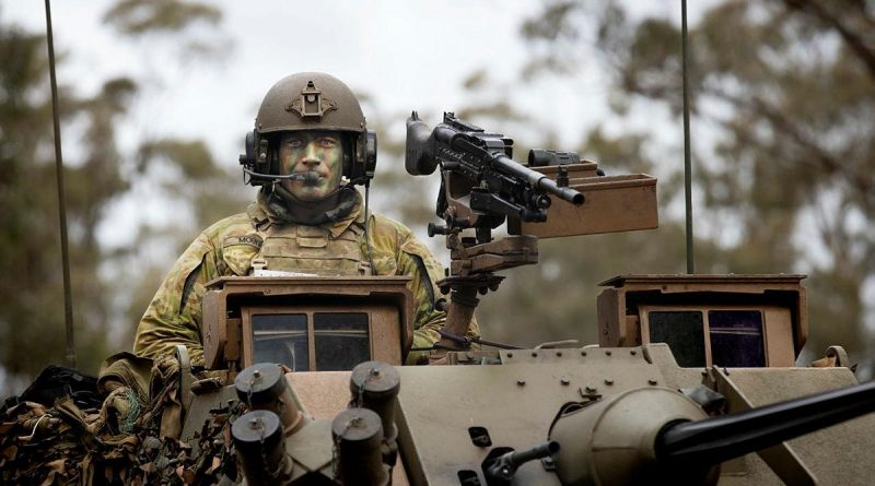 Lieutenant Jake Mouritz on Exercise Gauntlet Strike at Puckapunyal Military Training Area, Victoria. Story by Captain Tom Maclean. Photo by Corporal Robert Whitmore.