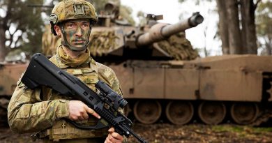 Lieutenant Levi Ross on Exercise Gauntlet Strike at Puckapunyal Military Training Area, Victoria. Story by Captain Tom Maclean. Photo by Corporal Robert Whitmore.