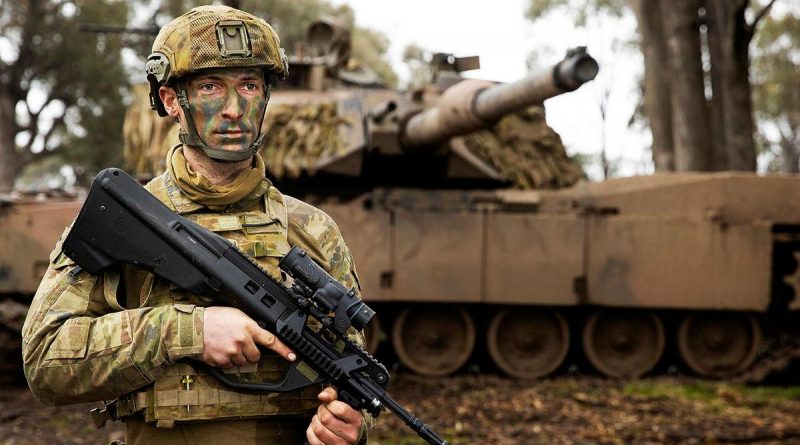 Lieutenant Levi Ross on Exercise Gauntlet Strike at Puckapunyal Military Training Area, Victoria. Story by Captain Tom Maclean. Photo by Corporal Robert Whitmore.