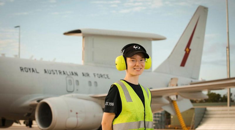 Aircraftwoman Natasha Bryan prepares an E-7A Wedgetail for a flight during Exercise Rogue Ambush at RAAF Base Darwin. Story by Flying Officer Bronwyn Marchant. Photo by Leading Aircraftman Adam Abela.