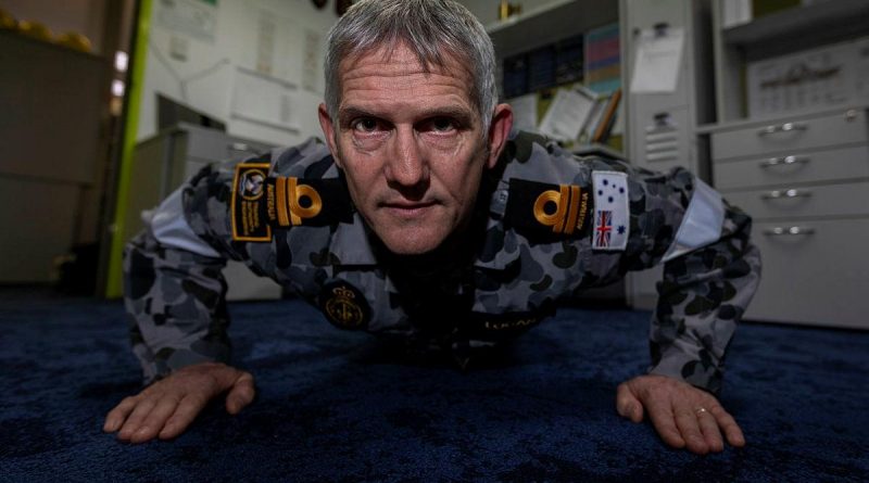 Lieutenant Shaun Logan, from Navy Engineering Systems Centre – Stirling, WA, took part in the 2021 Push-Up Challenge for mental health awareness. Story by Leading Seaman Kylie Jagiello. Photo by Leading Seaman Ronnie Baltoft.