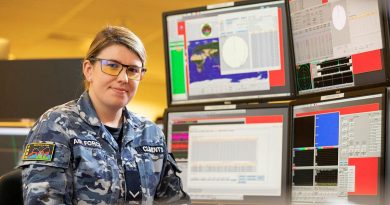 Air Surveillance Operator No. 1 Remote Sensor Unit Leading Aircraftwoman Amy Clements monitors space tracking systems at RAAF Base Edinburgh, South Australia. Story by Bettina Mears. Photo by Leading Aircraftman Stewart Gould.