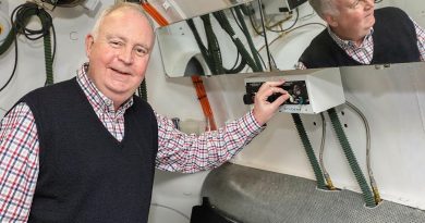 Dr Gordon Cable checks instruments within the training hypobaric chamber during his part-time role with the Institute of Aviation Medicine at RAAF Base Edinburgh. Story by Flight Lieutenant Georgina MacDonald. Photo by Corporal Brenton Kwaterski.