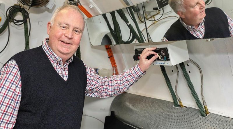 Dr Gordon Cable checks instruments within the training hypobaric chamber during his part-time role with the Institute of Aviation Medicine at RAAF Base Edinburgh. Story by Flight Lieutenant Georgina MacDonald. Photo by Corporal Brenton Kwaterski.