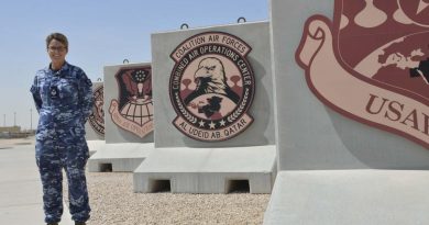 Flight Sergeant Tracey Freeman at the Combined Air Operations Centre in Qatar. story by Lieutenant Commander Andrew Ragless.