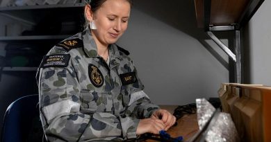 Petty Officer Electronics Technician Emma Barnett conducts work at HMAS Albatross in Nowra. Story by Sub Lieutenant Nancy Cotton. Photo by Leading Seaman Ryan Tascas.