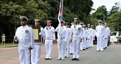 Commanding Officer of HMAS Paluma Lieutenant Commander Craig Hamilton and crew prepare to parade for their final Freedom of Entry through the ship’s namesake town of Paluma, North Queensland. Story by Ken Wilson and Lieutenant Jessica Craig.