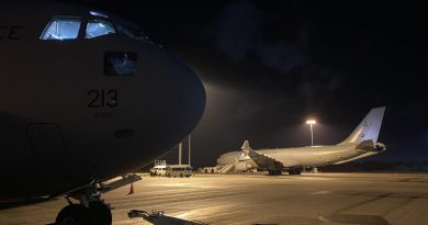 The C-17A Globemaster, from No. 36 Squadron, being prepared before leaving Perth Airport. Story by Sarah Collins.