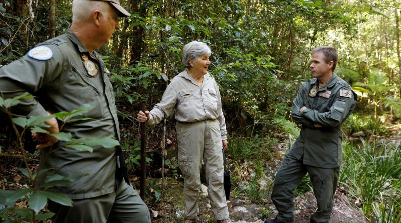 Historian Lynette Silver visits the jungle training area of Air Force’s Combat Survival Training School with instructor Warrant Officer Shane Grist, left, and Commanding Officer Squadron Leader Simon Longley. Story and photo by Corporal Veronica O’Hara.