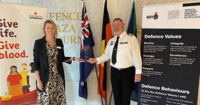 Lieutenant Commander Michael Connors was presented the Lifeblood Defence Force Challenge 2020 award by Lifeblood's Kalani Brown at Defence Plaza in Melbourne. Story by Sub Lieutenant Nancy Cotton.