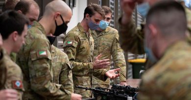 Corporal Thomas Hamelink, of 2nd/14th Light Horse Regiment (Queensland Mounted Infantry), explains the bullet expenditure system his group developed during an innovation sprint activity at Gallipoli Barracks, Brisbane. Story by Captain Jesse Robilliard. Photo by Corporal Nicole Dorrett.