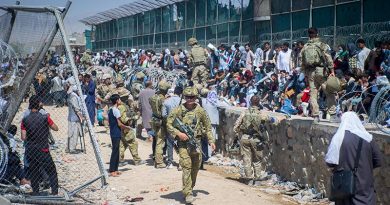 Airport passport control, Kabul style –  members of the 1st Battalion, Royal Australian Regiment, at Abbey Gate, Hamid Karzai International Airport. Photo by Sergeant Glen McCarthy.