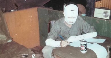 Richard Barry writing home to his father in Narrabri NSW following an explosion that occurred at Nui Dat, South Vietnam in July 1969