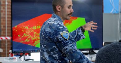 Squadron Leader Ataman Iskender in the Jericho Lab, Canberra, working on the Site Survey program. Story and photo by Jessica Conway.