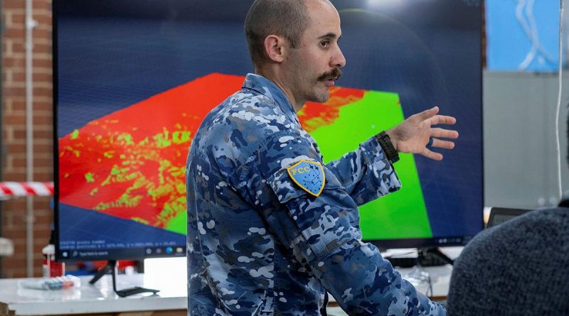 Squadron Leader Ataman Iskender in the Jericho Lab, Canberra, working on the Site Survey program. Story and photo by Jessica Conway.