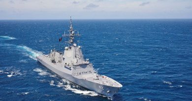 HMAS Sydney conducts manoeuvres off the South Coast of NSW late last year. Photo by Peter Beeh.