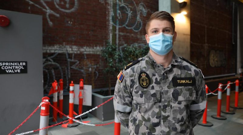 Able Seaman Dominic Turkalj on deployment in Victoria. Story and photo by Captain Kristen Cleland.