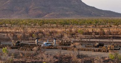 ADF and Marine Rotational Force - Darwin personnel on Exercise Koolendong at Bradshaw Training Area in the Northern Territory. Story by Lieutenant Gordon Carr-Gregg. Photo by Corporal Rodrigo Villablanca .