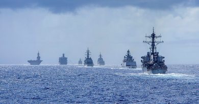 Warships from the Japan Maritime Self-Defense Force, Indian Navy and United States Navy take formation during Exercise MALABAR 2021. Story by Lieutenant Geoff Long. Photo by Petty Officer Yuri Ramsey.