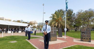 Air surveillance operators, from No. 1 Remote Sensor Unit, RAAF Base Edinburgh, make up the catafalque party for the Battle of Britain 2021 Commemoration held at Torrens Parade Ground, Adelaide. Story by Squadron Leader Bruce Chalmers. Photo by Leading Aircraftman Stewart Gould.