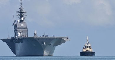 JS Kaga arrives in Darwin for a port visit. Photo by Barrie Collins.