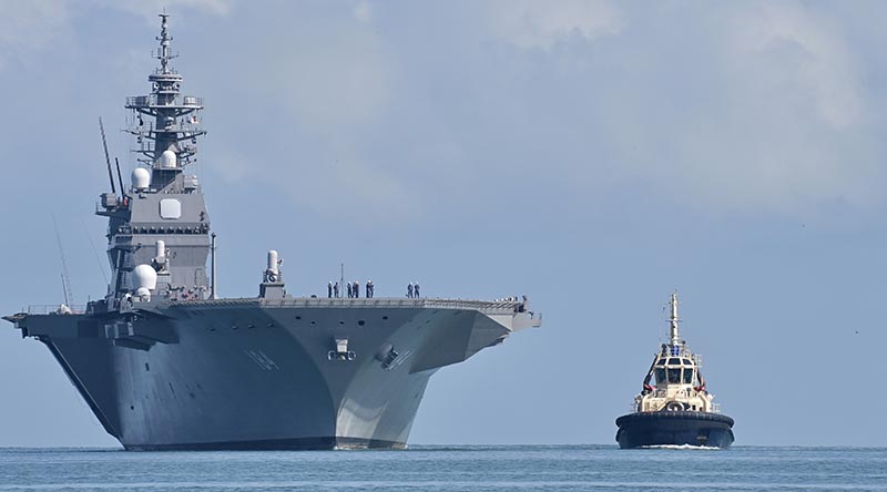 JS Kaga arrives in Darwin for a port visit. Photo by Barrie Collins.