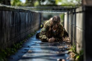 A student from St Rita’s College participates in a team building exercise on the Gallipoli Barracks Obstacle Course during a leadership camp run by the 9th Battalion, Royal Queensland Regiment. Photo by Private Jacob Hilton.