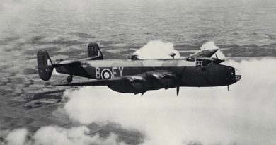 A Halifax B Mark II Series 1A of No. 78 Squadron RAF based at RAF Breighton, Yorkshire, UK, circa 1941. Photo by Flying Officer G. Woodbine, Royal Air Force – from Imperial War Museums collection, via Wikimedia.