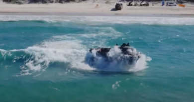 Australian Army Lighter Amphibious Resupply Cargo (LARC) vehicles during EX SP21 at the Wide Bay Training Area, Inskip Peninsula, Queensland. Photo visor clip.