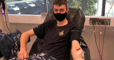 Plans officer with No. 382 Squadron Flight Lieutenant Trent Blinco making his 52nd blood donation at the Lifeblood Donor Centre in Ipswich as part of the 2021 Defence Blood Challenge. Story by Flight Lieutenant Robert Cochran.