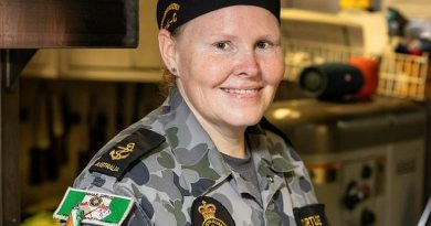 Leading Seaman Esler Cartledge in the galley on board HMAS Sirius during Indo-Pacific Endeavour 21. Story by Captain Peter March. Photo by Leading Seaman Sittichai Sakonpoonpol.