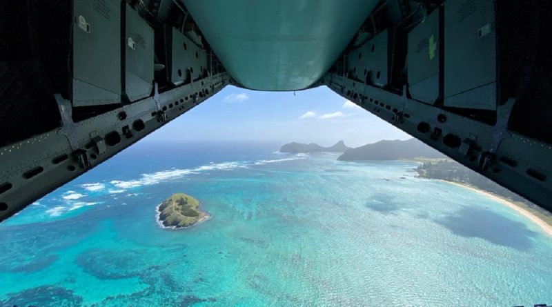 The view of Lord Howe Island from the back of an Air Force C-27J Spartan aircraft. Story and photo by Flying Officer Lily Lancaster.