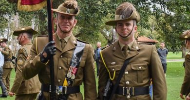 Warrant Officer Class 2 Luke Woolfe, left, and his son Trooper James Woolfe. Story by Captain Sandra Seman-Bourke.