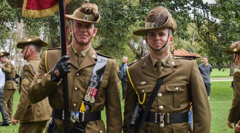 Warrant Officer Class 2 Luke Woolfe, left, and his son Trooper James Woolfe. Story by Captain Sandra Seman-Bourke.