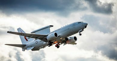 Royal Australian Air Force No. 2 Squadron E-7A Wedgetail takes off at Eielson Air Force Base in Alaska, United States. Story and photo by Flying Officer Bronwyn Marchant.