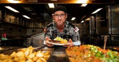 Able Seaman Clayton Cox prepares for dinner service in the galley on board HMAS Anzac during Indo-Pacific Endeavour 21. Story by Captain Peter March. Photo by Leading Seaman Leo Baumgartner.