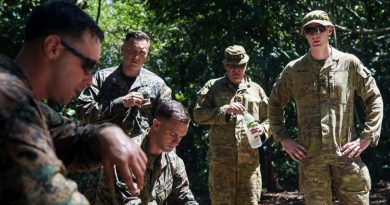 Army Sergeant Paul Waples is shown unexploded demolition techniques by United States Marine Corps 1st Lieutenant Molly Mcgrath while observing Task Force Koa Moana in Palau. Story by Captain Michael Trainor.