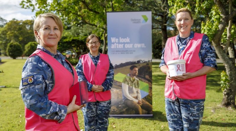 Flight Sergeant Gail Blizzard, Flying Officer Liz Ferrie and Wing Commander Sue Yates during the fundraiser at RAAF Base Williamtown. Photo by Corporal Craig Barrett.
