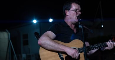 Squadron Leader Brendon Knopke performs for military personnel deployed on Operation Accordion. Story by Flight Lieutenant Clarice Hurren. Photo by Sergeant Glen McCarthy.