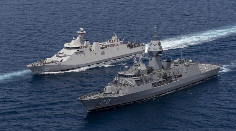 Indonesian navy ship KRI Gusti Ngurah Rai and HMAS Anzac sail in company during Exercise New Horizon. Story b y Sub Lieutenant Nicholas Cunningham. Photo by Leading Seaman Leo Baumgartner.