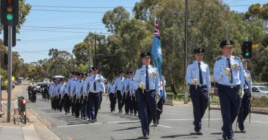 Air Force personnel from No. 92 Wing exercise their Freedom of Entry into the City of Salisbury, South Australia. Story by Flight Lieutenant Nat Giles. Photo by Corporal Brenton Kwaterski.