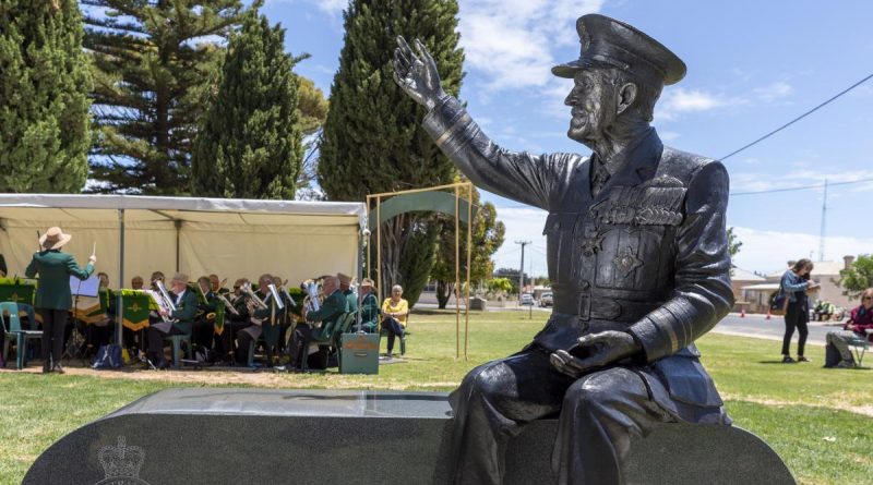 The sculpture of Sir Richard Williams in Moonta, South Australia. Story by Flight Lieutenant Nat Giles. Photo by LAC Stewart Gould .