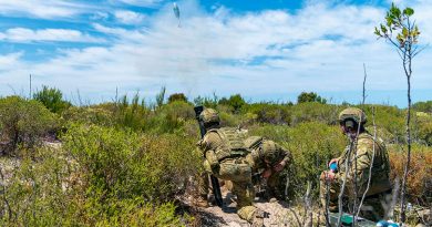 Soldiers from 3 Battery fire an 81mm mortar from the mortar line during a live-fire exercise, held at Lancelin Training Area in Western Australia. Story by Captain Sandra Seman-Bourke. Photo by Leading Seaman Ronnie Baltoft.